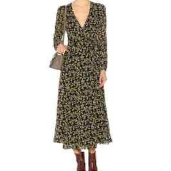 NWOT CAARA Cristal Wrap Midi Dress - Picture 2 of 8